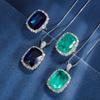 Jewelry Copper Bottom Gold-Plated Simulation Color Sapphire Grandmother Green Fat Rectangular Light Luxury Texture Set 15 * 20