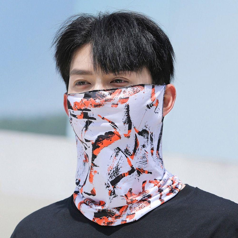 Breathable lce Silk Bandana Hanging Ear Face Cover Scarf Neck Protection Cycling Balaclava  Summer