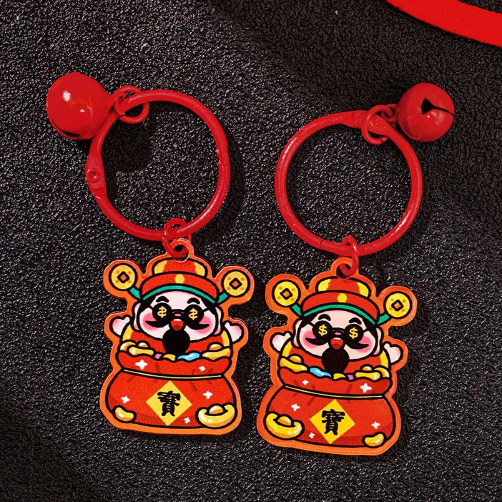 Cute The God of Wealth Keychain Lucky Chinese Style Keyring The God of Fortune Pendant Bag Hanging