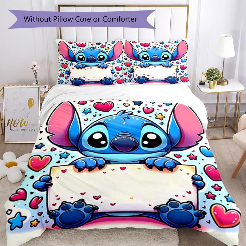 3pcs Stitch Bedding Set Duvet Cover Closure Includes 1 Duvet Cover & 2 Pillowcases, Soft and Comfortable for All Seasons.
