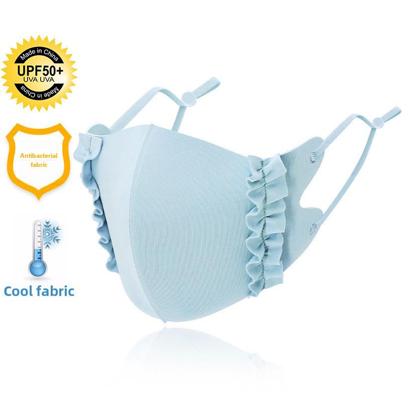 Маска Ice Silk 3D с регулируемым краем для ушей - карамельного цвета, тонкая, дышащая, солнцезащитная, из прохладной ткани