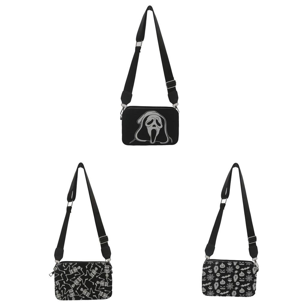 Halloween Skull Shoulder Bag For Women Pu Leather Casual Crossbody Purse With Zipper Closure