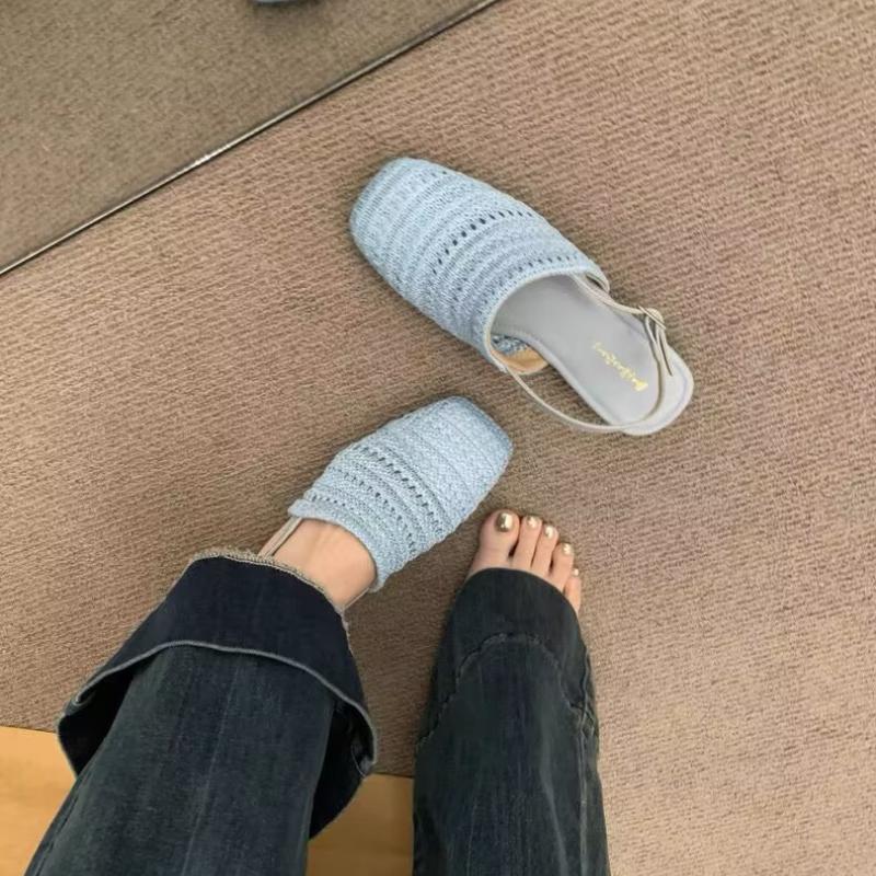 Мода 2025 Лето Новые Босоножки на Блочном Каблуке с Открытым Носком и Открытой Пяткой Женская Обувь На Низком Каблуке с Одним Ремешком