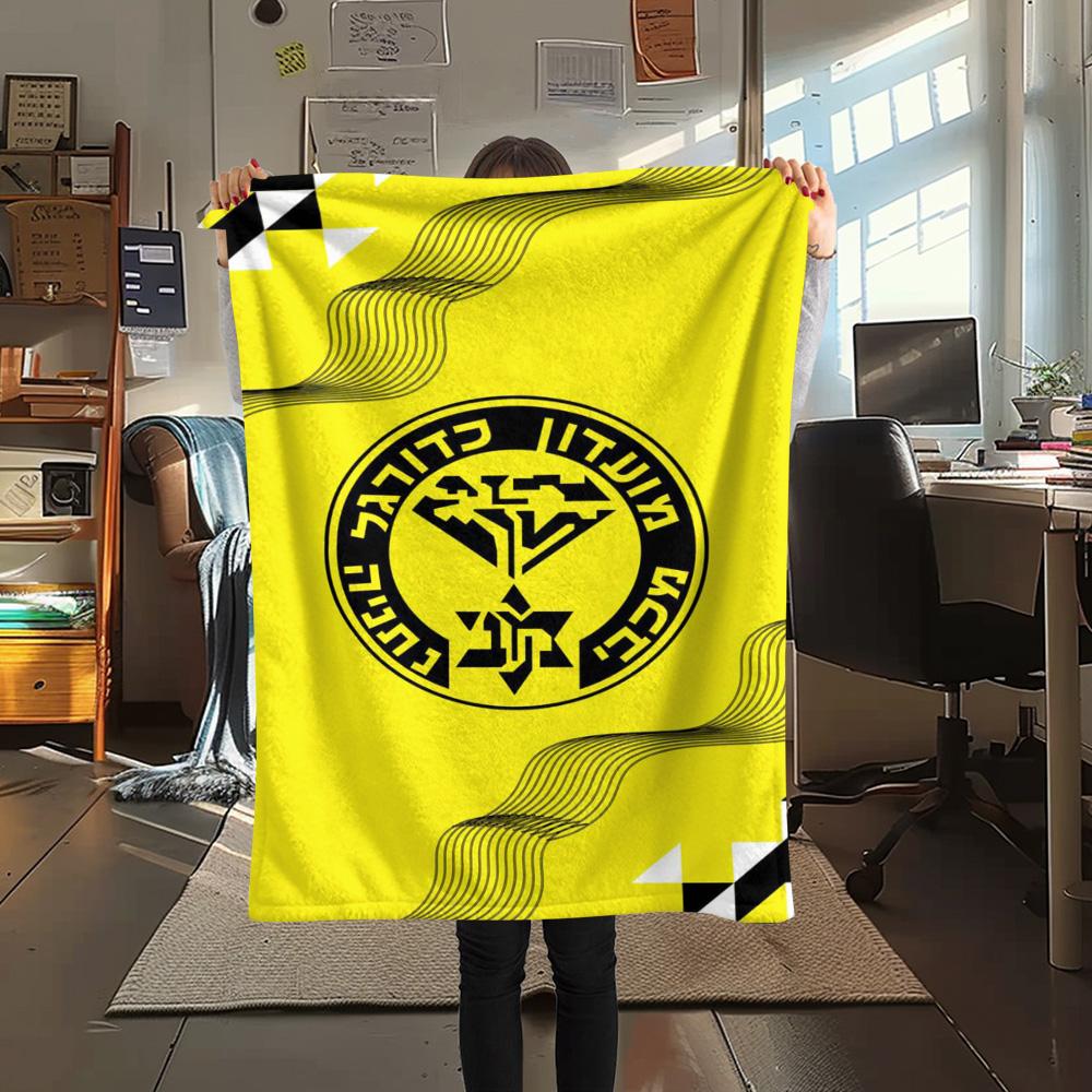 1Pc Maccabi Netanya FC Print Flannel Blanket High Quality Warm Comfortable Cover for All Seasons Perfect for Gifts Home Decor