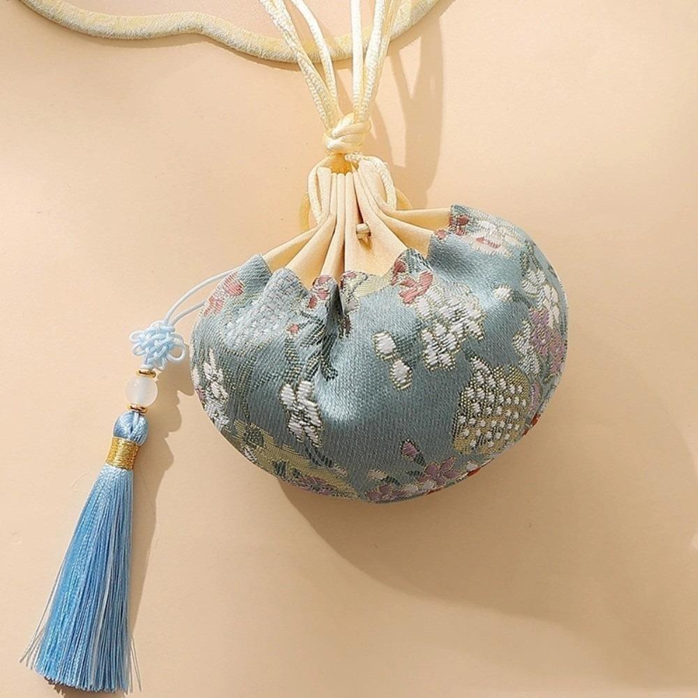 Мешочек на шнурке с разноцветной кисточкой, женский, для украшений, в китайском стиле, для хранения, пустой саше, кошелек-мешочек
