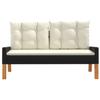 4 piece garden lounge set with cushions poly rattan & solid wood