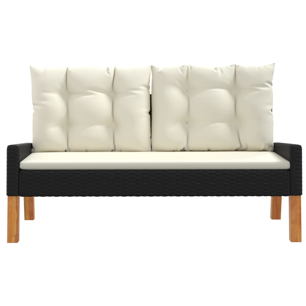4 piece garden lounge set with cushions poly rattan & solid wood