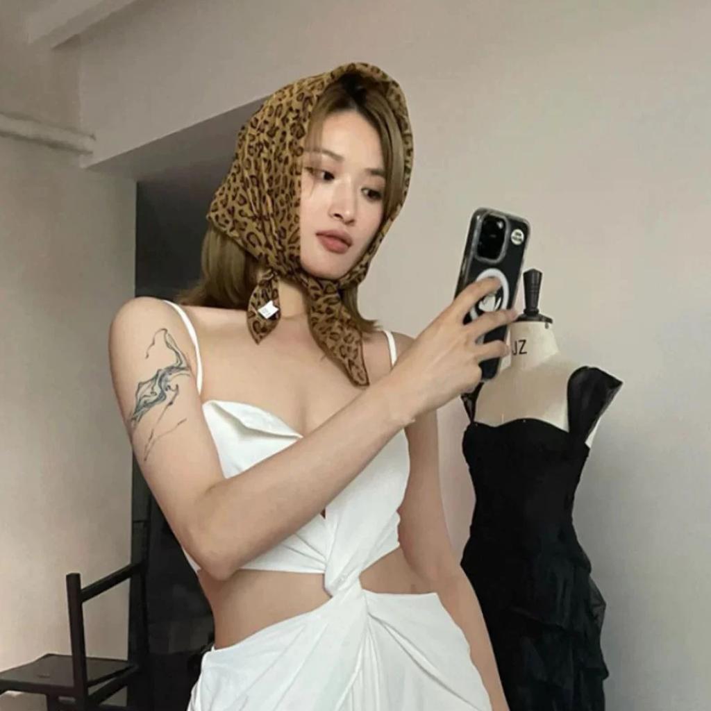 Ретро леопардовый принт квадратный шарф для женщин атласные тонкие края шарфы повязка на голову мода Y2K женская шаль для волос женский шейный платок