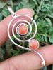 Orange Turquoise Gemstone 925 Sterling Silver Plated Spin Illusion Handmade Pendants