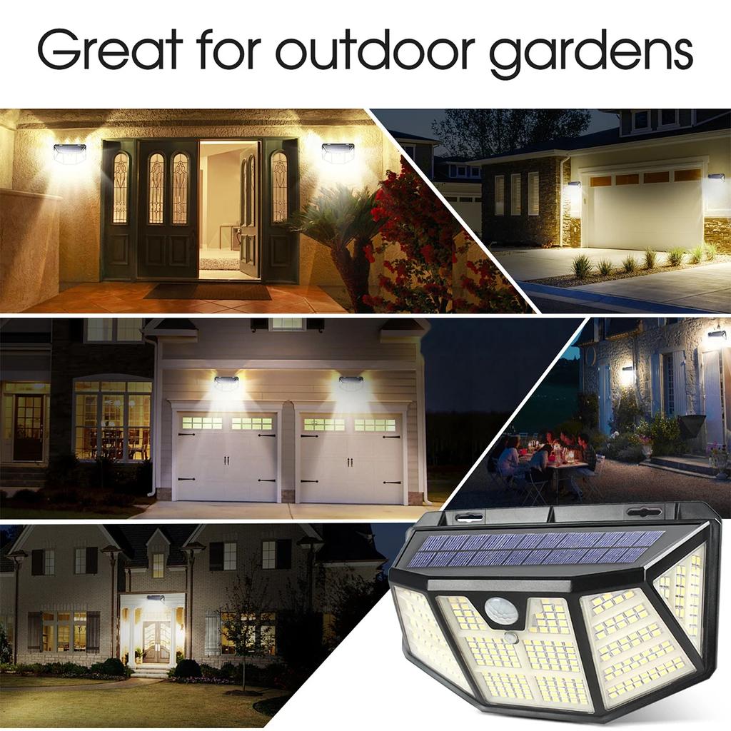 310 LED Solar Lamp Outdoor Light IP65 Waterproof for Garden Decorcation Street Lights Human Body Sensor 3 Modes Wall Lamp