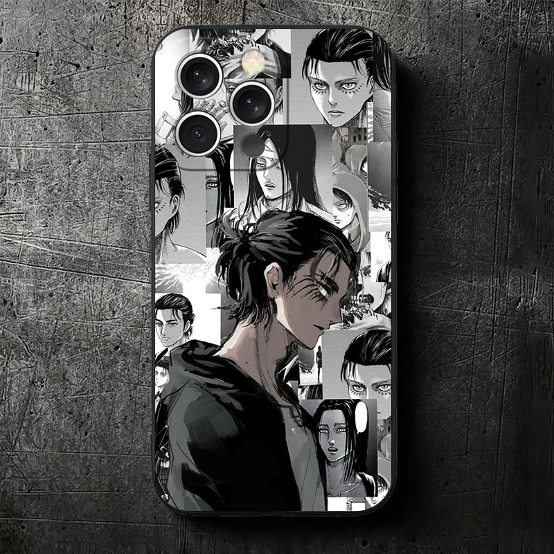 A-Атака Титанов Аниме Мягкий Чехол для Телефона для iPhone 16 16E 17 Air 15 Pro Max 14 Plus 13 Mini 11 12 7 Черный Чехол Задняя Панель