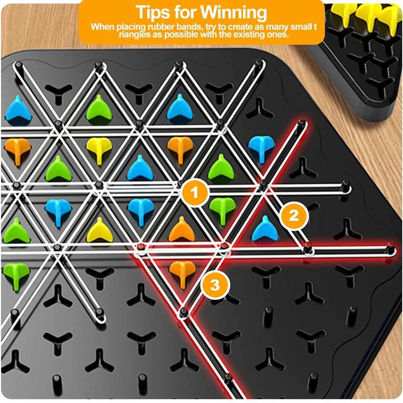 Non-Toxic New Geometry Chain Chess Puzzle Triangle Chess Desktop Game Rubber Band Training Family Interaction Exercise Thinking Toys Gifts