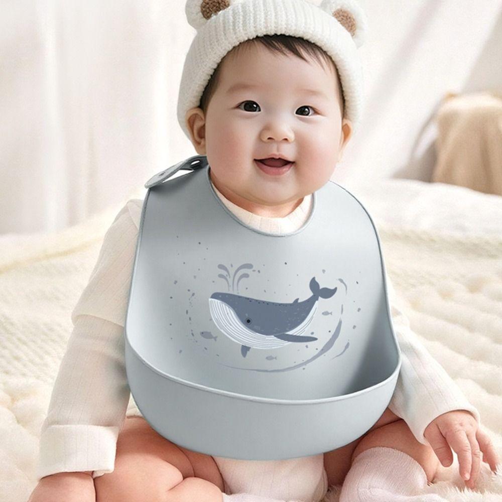 Soft Silicone Baby Bibs with Food Catcher Teething Drooling Bib For Girls Boys Toddlers