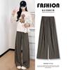 Plaid Straight Vertical Casual Pants Women's Autumn New Fat Mm Large Size Thin Pear-shaped Loose Wide-leg Pants