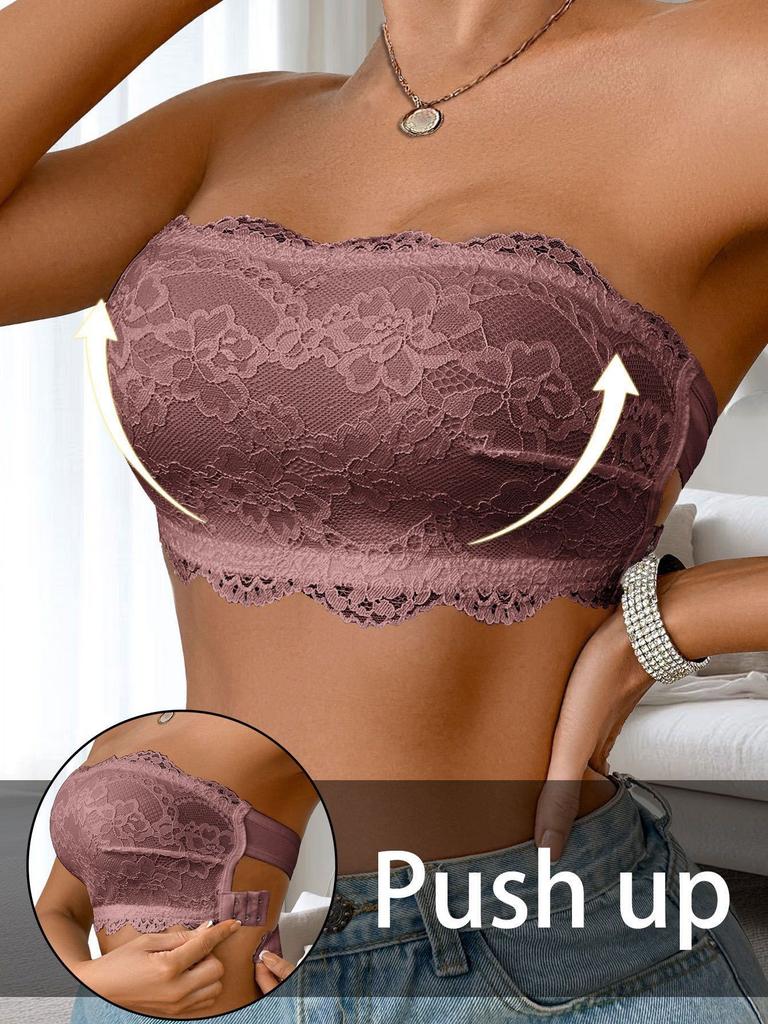 Ультратонкий Кружевной Бюстгальтер без Бретелек Push Up Нижнее Белье Сексуальное Кружевное Белье с Красивой Спинкой