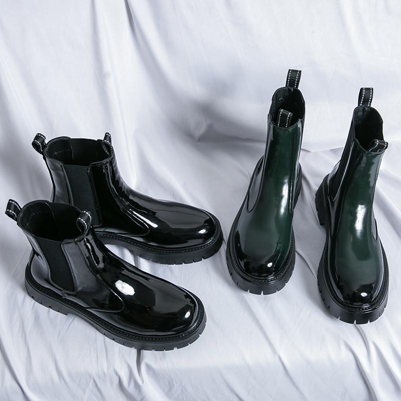 Модные золотистые ботинки челси Golden Sapling для мужчин, зеленые кожаные туфли, удобная платформа, повседневные мужские ботинки, обувь для отдыха и бизнеса