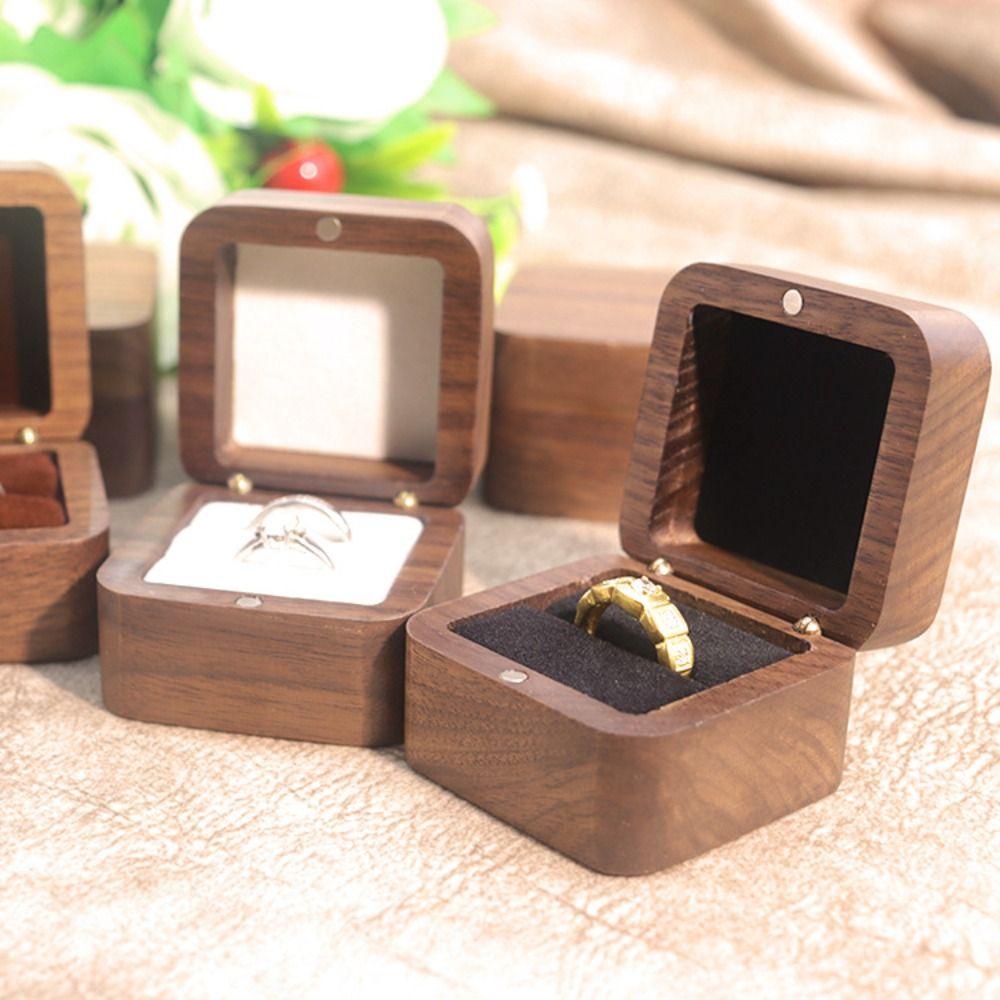 Luxury Rings Bearer Box Square Jewelry Organizer Portable Rings Display Case Propose