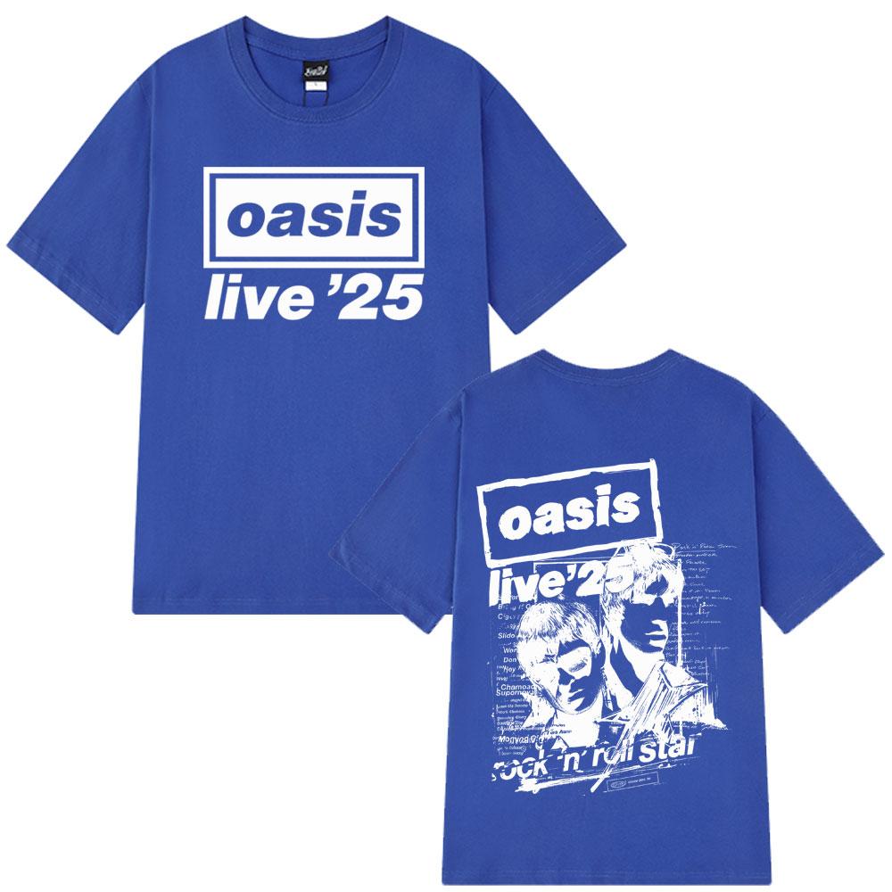 2025 Summer OASIS Live Tour Vintage T-shirt Men Woman 100% Pure Cotton Printed T-shirt Loose Breathable T Shirts Fans Gift Y2k