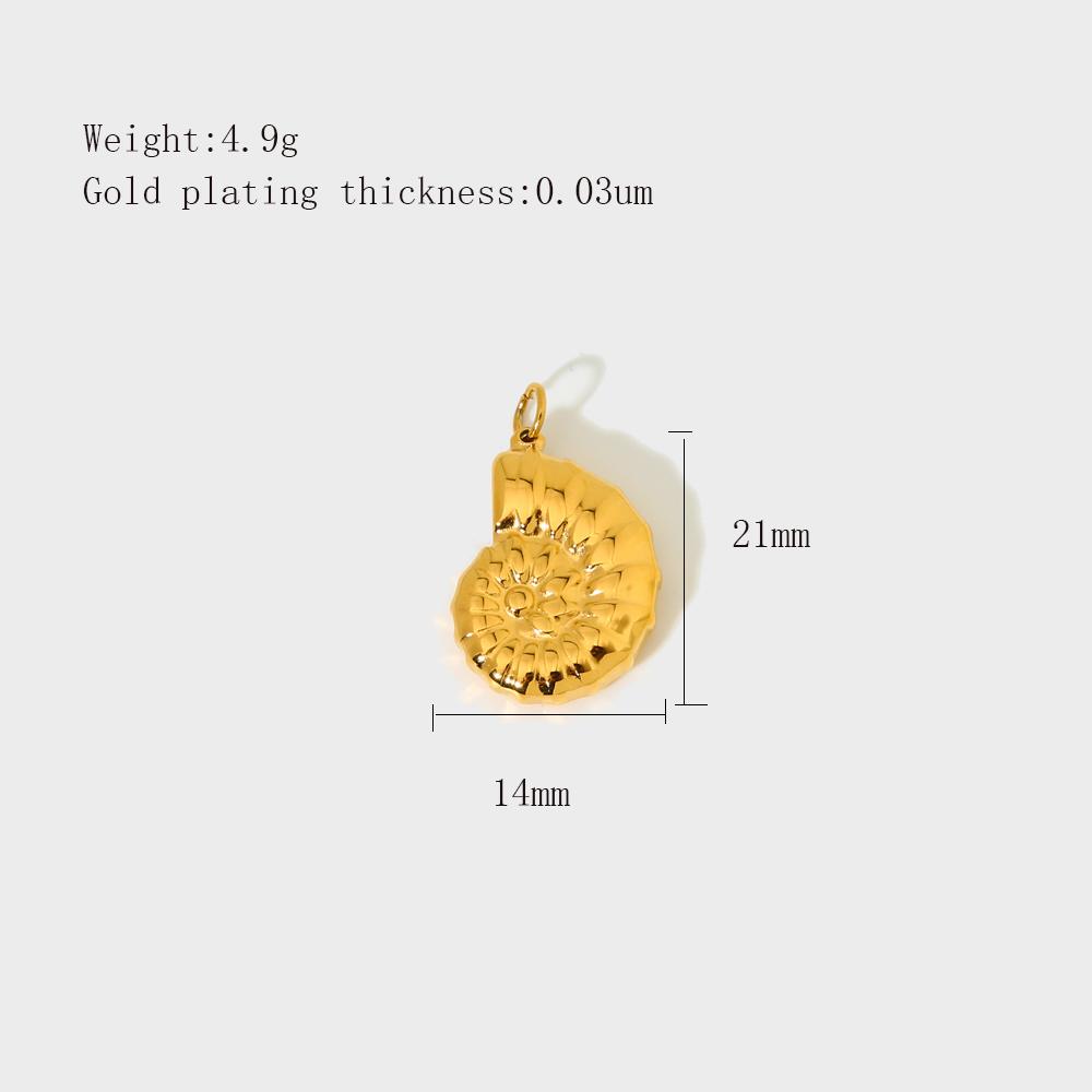 Ocean Series Gold Conch Charm New Product 18K Gold Stainless Steel Geometric DIY Pendant Stainless Steel Charms