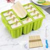 12 Cavity Summer Popsicles Molds Food Grade Silicone DIY Ice Cream Tools With Wooden Sticks Easy-Release Popsicle Ice Maker