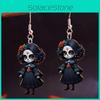 Halloween Themed Black Skull Rose Girl Four Pattern Women Acrylic Earrings For Summer Fashion
