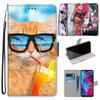 Fashion Painted Pattern Cover Lanyard Flip Leather Case For iPhone Samsung Huawei Honor Xiaomi Redmi OPPO Realme Moto Asus