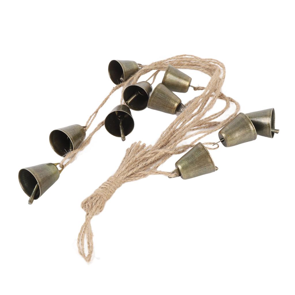 Xmas Decorative Bell Vintage Metal Fade Proof Hemp Rope Copper Bell for Outdoor Home Pendant