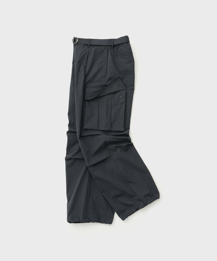 ANOTHER OFFICE Parachute Belted Pants (Charcoal Navy)