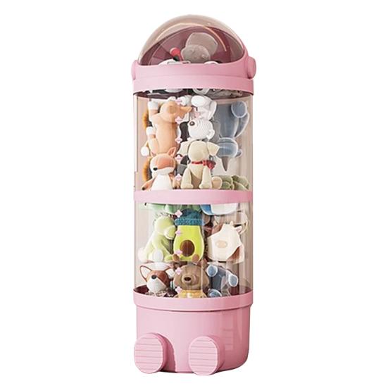 Transparent Vertical Toy Organizer Doll Storage Bucket Large Capacity Dustproof