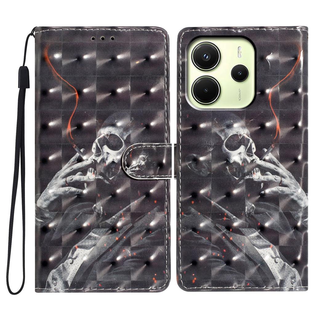 Для Xiaomi Redmi Note 14 4G (163,25 мм) Чехол-кошелек из искусственной кожи с 3D-печатью