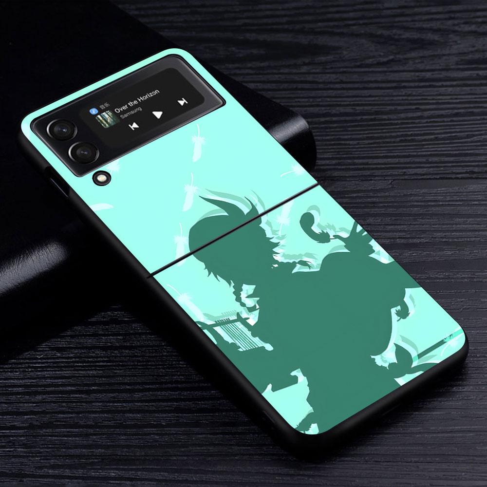 Чехол Barbatos Genshin Impact для Samsung Galaxy Z Flip4 Flip3 5G PC Жесткий корпус для мобильного телефона Z Flip 4 3 Черный Zflip4 Zflip3 Чехол
