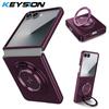 KEYSION 360°Rotating Magnetic Ring Stand Phone Case for MagSafe for Samsung Galaxy Z Flip 7 5G Wireless Charging Hard Back Cover