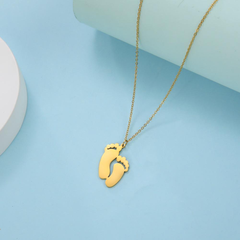 Ожерелье с детским следом, цепочка, подарок для женщин, мужчин, папы и матери, ювелирные изделия из нержавеющей стали