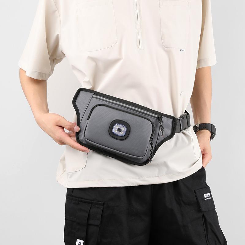Мужская нагрудная сумка, новая кассовая сумка большой вместимости, наружное спортивное освещение, повседневная многофункциональная поясная сумка с фонариками