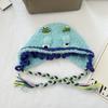 Cute little monster hat female autumn and winter big head circumference warm plush handmade ear protector knitted wool hat Lei Feng hat
