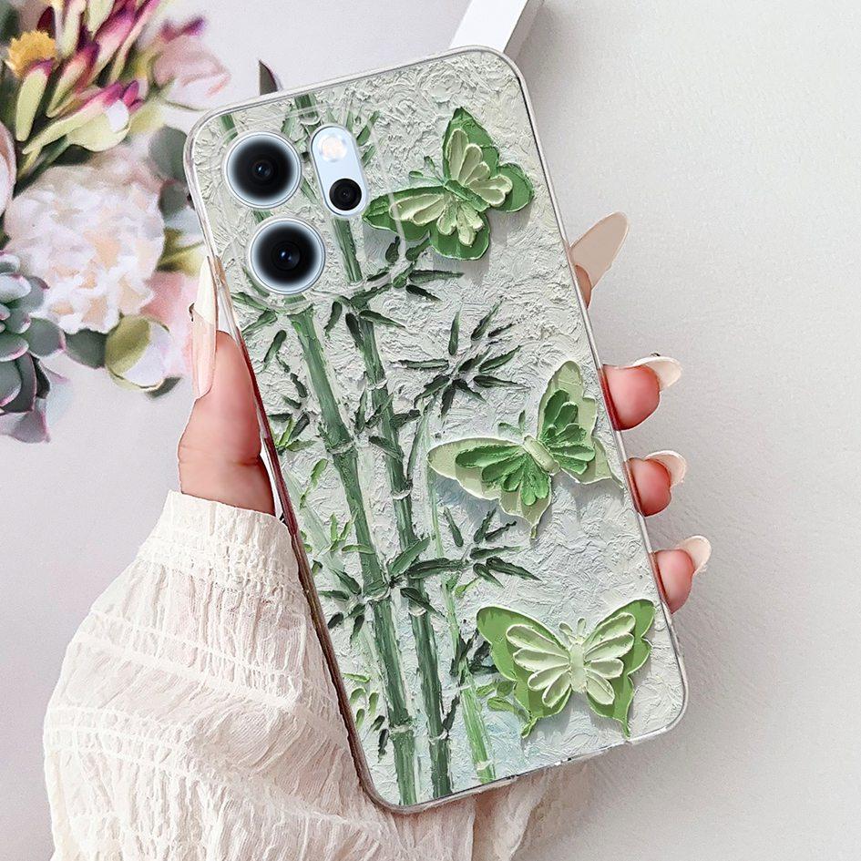 For Cover OPPO Reno 14F 2025 Case Reno14F Popular Bamboo Bowknot Soft Silicone Clear TPU Bumper For OPPO Reno14 F CPH2743 Shells