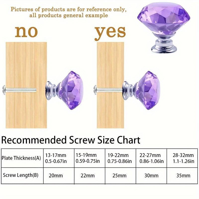 10 шт. хрустальных стеклянных ручек для шкафов, дверных ручек для комодов, выдвижных ящиков, ручек для кухни, шкафа и шкафа с винтами (фиолетовый)