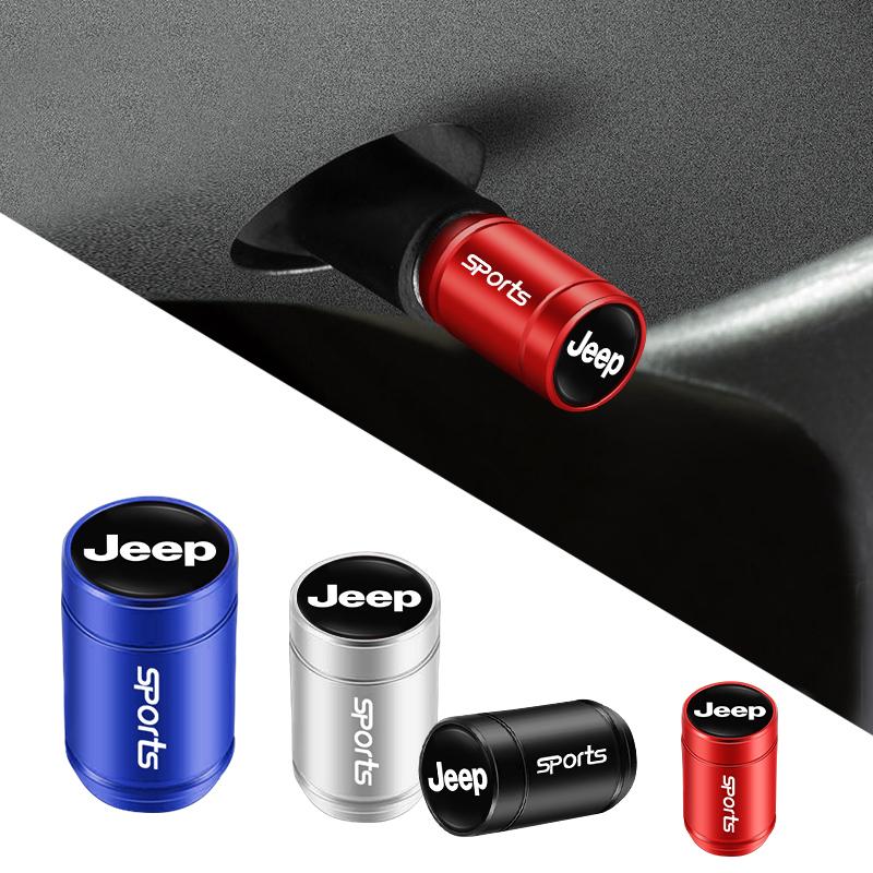 For Jeep 4Pcs Car Wheel Tire Valve Core Cap Styling Accessories For Jeep Grand Cherokee Wrangler JK Gladiator Compass Renegad