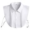 Fake Shirt Tie, Women's Top Half Pointed Collar Round Neck Shirt