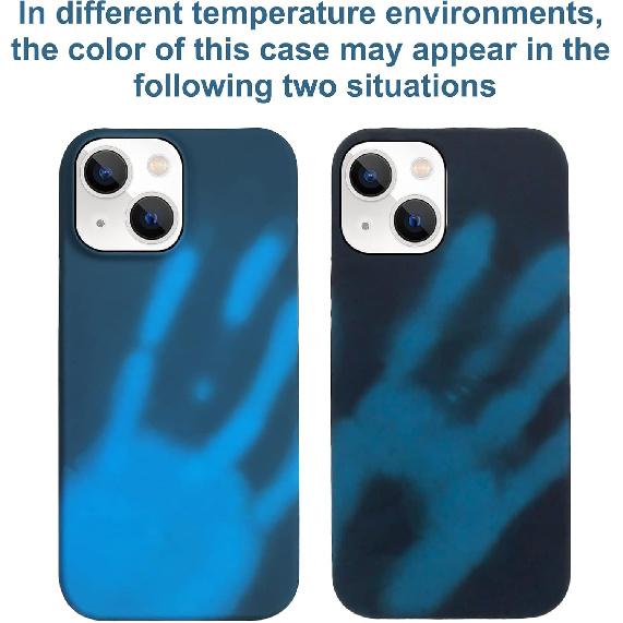 Omio Compatible with iPhone 14 Color Changing Protective Case, Thermal Sensor Case Heat Sensor Induction Fluorescent Temperature Sensing Creative