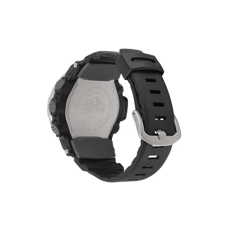 Casio Серия PRO TREK - Дисковый цифровой дисплей Водонепроницаемость 200 метров Солнечный атомный цифровой часы Солнечный кварцевый механизм Ремешок из смолы Японский PRW-3500-1CR