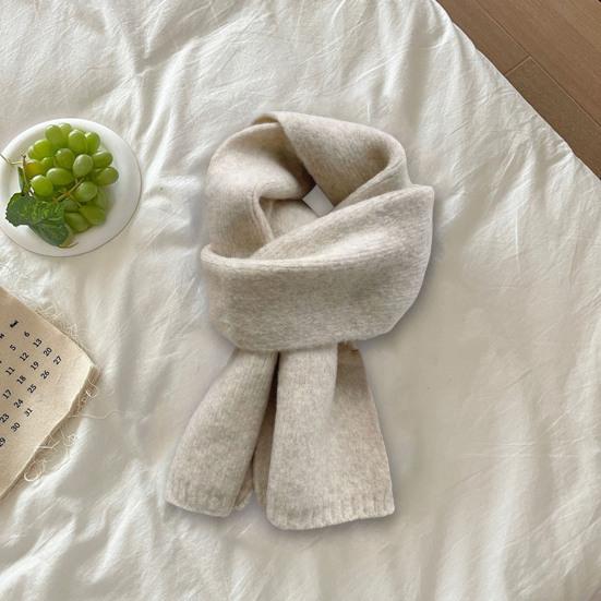 Knitting Scarf Solid Color Thickened Warm Women Scarf Cold Weather Thermal Neck Wrap Casual Outfit Scarf