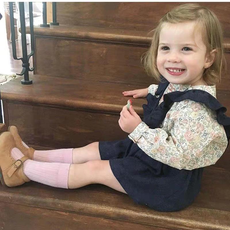 Детские носки Детские хлопковые носки в рубчик для девочек и мальчиков Конфетного цвета Гольфы до колена Длинные носки Детские напольные носки Новорожденные грелки для ног 0-8 лет