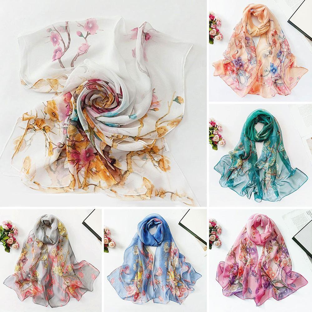 Breathable Silk Scarf Sun-Resistant Long Wraps Summer Bandana for Women