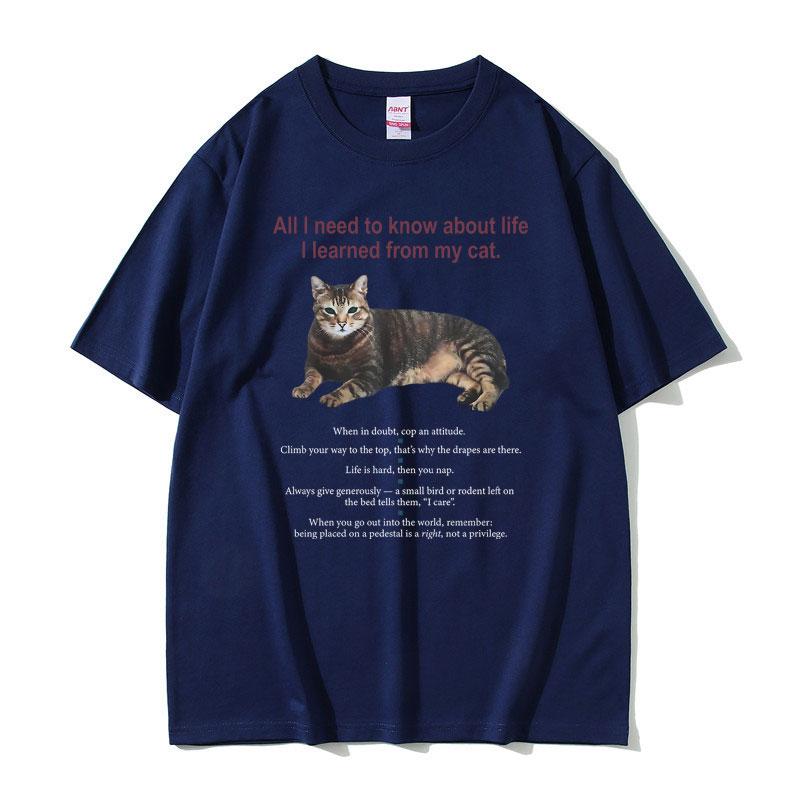 All I Need To Know about Life I Learned From My Cat Graphic Tshirt Unisex Women Cotton Oversized Tshirt Unisex Kawaii Cute T Shirt