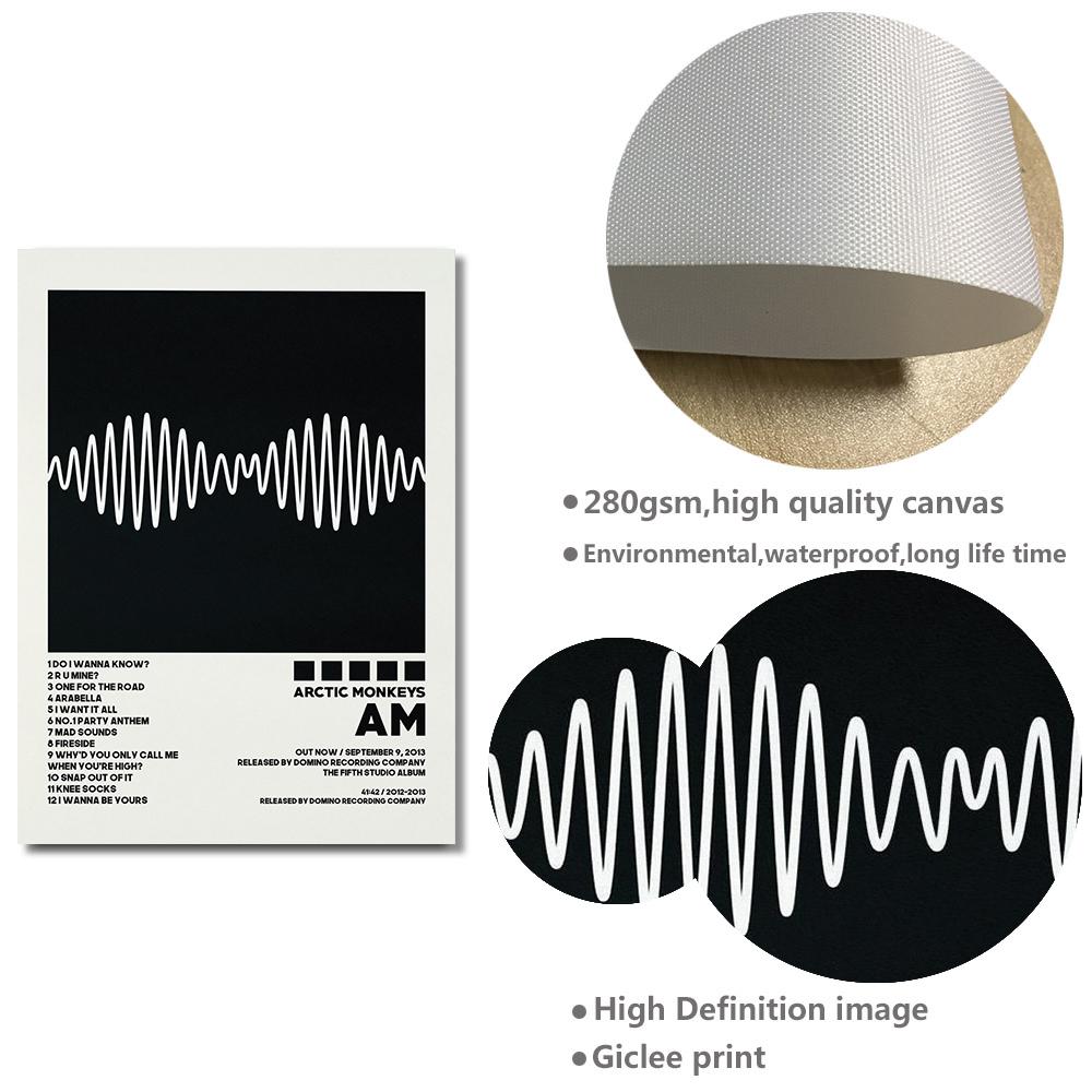 Черная обложка альбома с принтом Arctic Monkeys Am, альбом, музыкальная типография, постер, настенные художественные фотографии, холст, картина для спальни, домашний декор