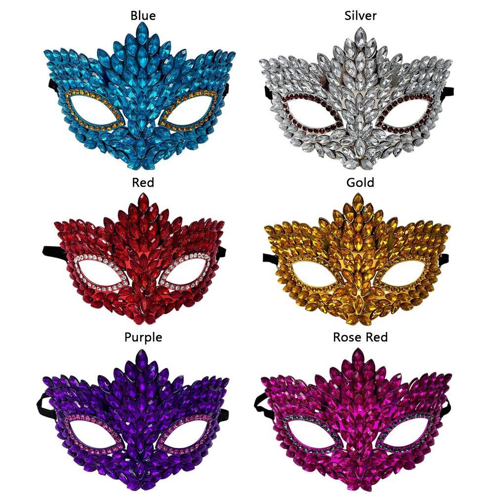 Shiny Acrylic Crystal Half Face Mask Full Jewelry Cosplay Mask Gift Idea Rave Mask Halloween Event