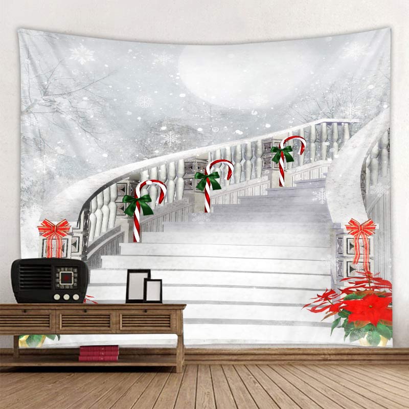 Рождественский полиэфирный настенный фон с принтом для гостиной, спальни, домашнего декора, гобелен Tapisserie de Noël