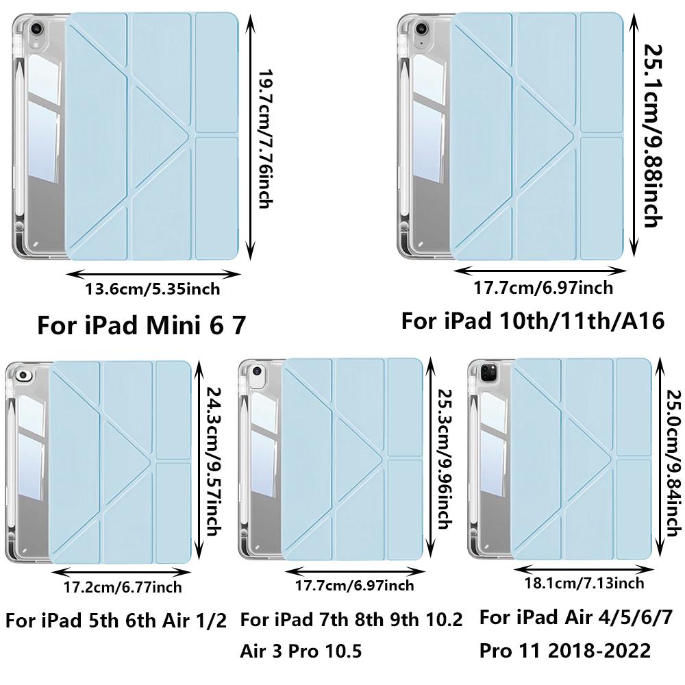 Чехол Для iPad 5 6 7 8 9 10 11 Air 11 13 дюймов /Mini 6-го 7-го поколения /Pro 11 12.9 (3-е/4-е/5-е/6-е поколение), Складной кристально прозрачный чехол 3+ года