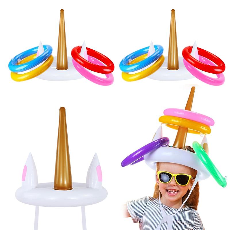 Надувное кольцо-бросание Единорог Игрушки Детские Сувениры для Дня Рождения Подарки Гавайи Лето Пляж Вечеринка у Бассейна Декоративные Принадлежности